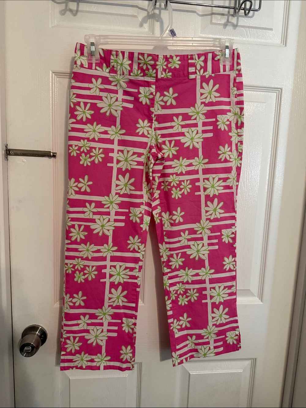 Vintage Lilly Pulitzer Hot Pink Floral Cropped capri  Pants size 4